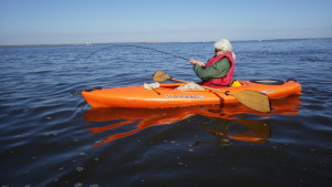 Eva getting towed by a Narly Bluefish.