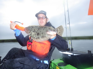 Shawn scored the first Fluke of the day , a nice 19 incher.