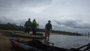 Brandon , John and myself after a mile paddle back to the launch .